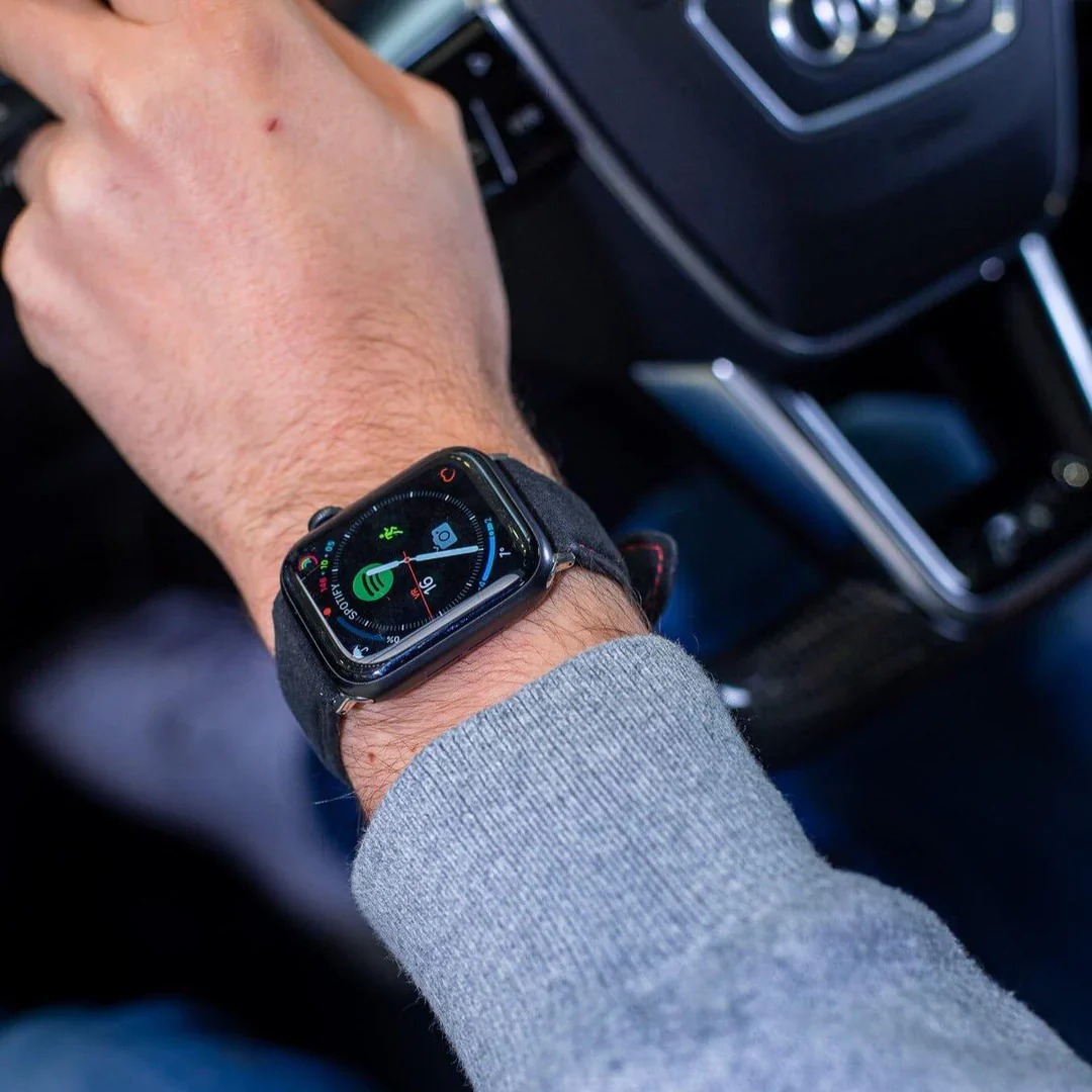 Alcanside | Apple Watch Alcantara Strap | Space Grey/Red Stitching - 42/44/45mm & Ultra (49mm) - Image 3